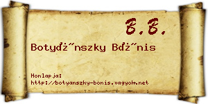 Botyánszky Bónis névjegykártya